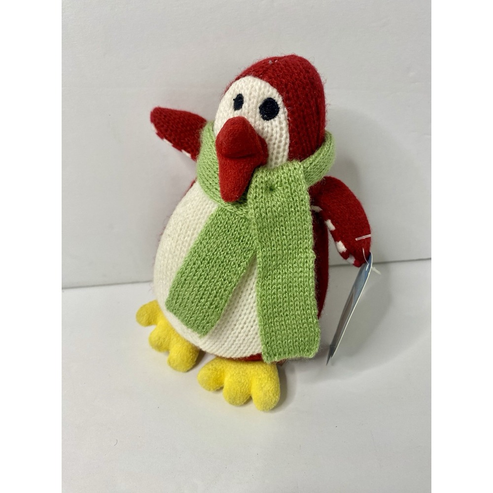 Starbucks Red Penguin Knit Plush 6" 2007 Holiday Christmas Stuffed Winter Animal
